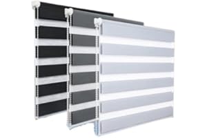 SALES TODAY INTERIROR Zebra Vision Window Easy Fit Day & Night Window Roller Blinds Drop (Length) 165 cm -Home & Office (120 cm (+4 cm Fittings), Grey)