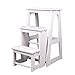 Produktbild Holz Tritthocker Klappbare 3 Trittleiter Klein für Erwachsene | Stehregale | Bettstufen für Hochbetten Weiß