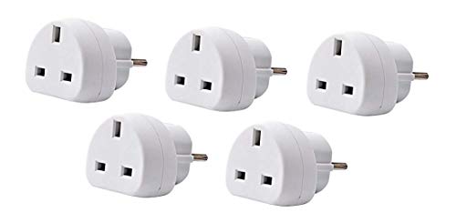 AAA Products®-Adaptateur de voyage de qualité pour conversion d'une prise anglaise en prise américaine à deux broches rondes UK to EU Plug Adapter 5