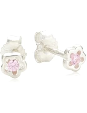 ZEEme Kinder-Ohrstecker 925 Sterling Silber Blume Kristall pink 371220286-2