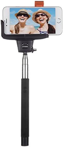 Kitvision BTSSPHBK Lightweight Extendable Telescopic Handheld Selfie Stick Pole/Monopod (Extends to 110cm) with Built-In Bluetooth Remote, 3 x "Selfie Smiles" and Phone Holder Compatible with Android and iOS Smartphones, Cameras and Action Cameras - Black