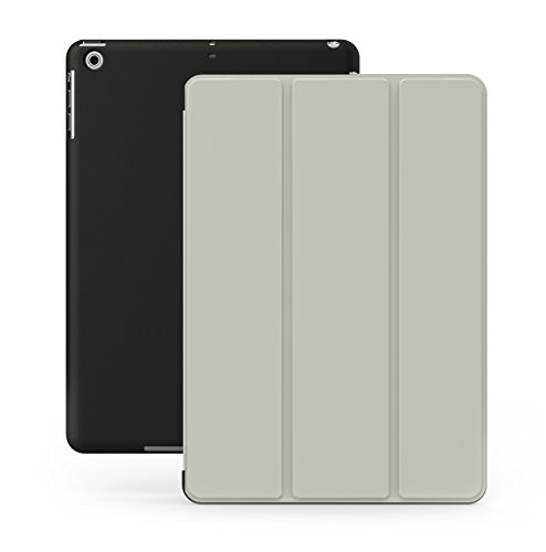 Khomo iPad Air 1 Hülle Case Graues und Schwarzes Gehäuse mit doppelten Schutz ultra dünn und leicht, Smart Cover - Grey and Black