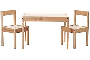 TOKYOTO IKEA LATT Children's Table with 2 Chairs, White/Pine
