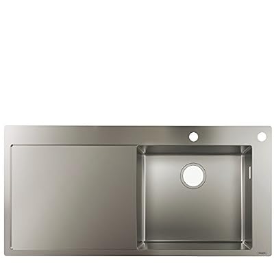 Hansgrohe Évier de cuisine à encastrer 450 mm avec égouttoir pour un meuble de 600 mm, acier inoxydable