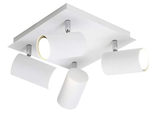 Trio - Focos con 4 luces, bombillas excluidas, GU10, 35 W, 230 V, A++, E, IP20, 15 x 24 x 24 cm, metal, blanco