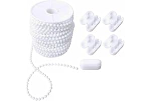EveryHome Roller Blind and Roman Shade Blind Beaded Chain Cord White Plastic Roller Blind Chain Repair (5M)