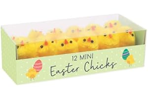 The Home Fusion Company Pack of 12 Mini Chenille Chick Chicken Easter Decorations Crafts Bonnets Hunts