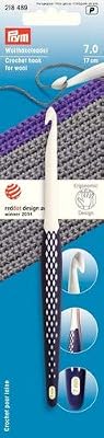 Prym ergonomique Crochet pour la laine, Blanc/violet foncé, 7 mm