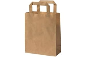 BIOZOYG Bolsas grandes de papel respetuosas del medio ambiente I Bolsas de regalo Bolsas de papel biodegradables, compostables I 250 x bolsas de papel marrón 18 x 8 x 22 cm