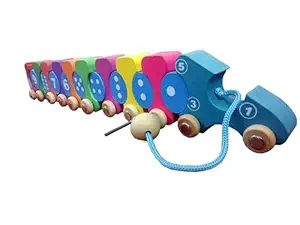 PLUSPOINT Wooden Train Toy Set for Kids Toddler Boys and Girls, Includes 21PCS Number Train Set and Train Educational Kit Toy for Kids (123 Train)