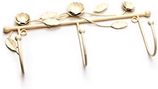 Headbourne HR0215C 3 Hook Floral Design Wall Fix Decorative Coat Rail Rack Hanger, Antique White