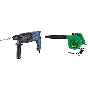 Cheston Rotary Hammer Drill Machine 20MM 500W 850RPM with 3-Piece Drill Bit & Cheston CHB-30 Plastic Electric Air Blower (Green)
