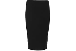 Fashion Star Girl's Plain Kids Stretch Short Midi Elasticated Waist Bodycon Dance Party Pencil Skirt UK 7-13 Years