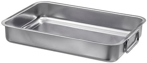 IKEA Metal Kare Fırın Kabı 24x34 Cm Paslanmaz Çelik Kulplu Kare Fırın Pişirme Tepsisi