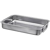 IKEA Metal Kare Fırın Kabı 24x34 Cm Paslanmaz &Ccedil;elik Kulplu Kare Fırın Pişirme Tepsisi