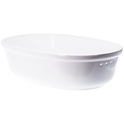 Römertopf Brottopf Keramik Brotkorb oval weiß 40 x 28 x 20 cm