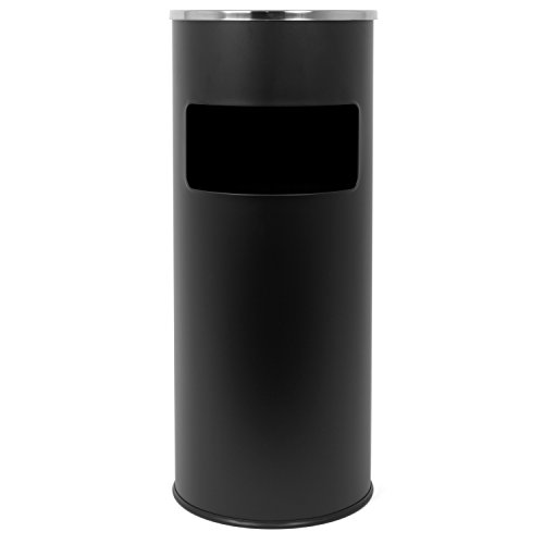 Standaschenbecher mit herausnehmbaren Mülleimer, Standabfallbehälter mit Aschenbecher für draußen, Standascher, 30 Liter in schwarz by Floyen Home - 2