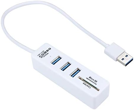 Huichang 2 in1 Combo Super Speed USB 3.0 3 Port Splitter HUB+TF SD Card Reader (White)