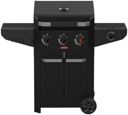 Barbecook Barbecue a gas Luca 312 con armadietto e fornello laterale nero 133.4x60.3x112.3cm