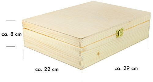 Teebox mit Deckel aus Holz mit 12 Fächern – Kiefer Naturbelassen Unbehandelt – ca. 29 x 22 x 8 cm – Venkon ® - 3