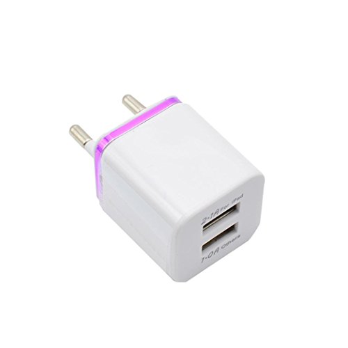 Ularma 2-Port USB Ladegerät 5V 2.1A /1 A USB Ladestecker Power Charger Adapter für Smartphone/Tablet (lila) - 4