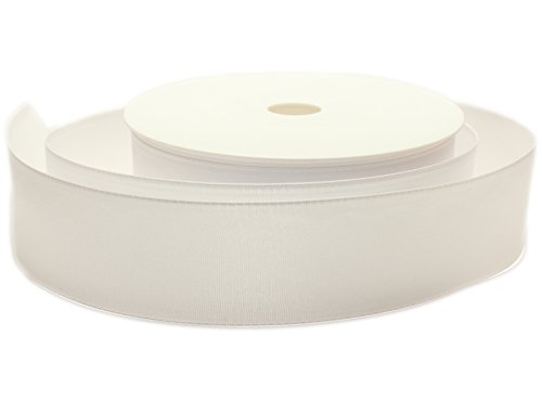 SCHLEIFENBAND Geschenkband DEKOBAND 50m x 40mm WEISS / WEIß Taftband Hochzeit