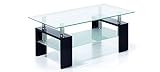Mesa centro moderna de cristal, patas lacadas color Negro, medidas 110x60x45 de altura