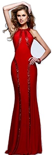 Preisvergleich Produktbild Langes Abendkleid, Pailletten, für Kreuzfahrten / Abschlussbälle / Cocktailpartys, Rot, Größe 38