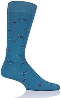 Mens 1 Pair Scott Nichol Morden All Over Motorbikes Cotton Socks - Petrol 6-9
