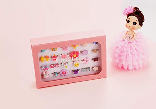 Powerking-Bagues-pour-Les-Filles-Bijoux-rglables-bagues-dfinir-et-Jouer-Habiller-des-bagues-pour-Les-Enfants-et-Les-Petites-Filles-sirnePapillonFleur-Sonne