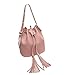 Produktbild TianWlio Handtasche Damen Süßigkeitsfarbe Eine Schulter Kleiner Rucksack Quaste Eimer Tasche Rosa