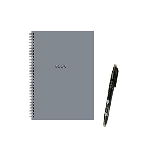 Preisvergleich Produktbild gzq Spiralbuch B5 liniert 40 Seiten radierbar wiederverwendbar mit Stift grau