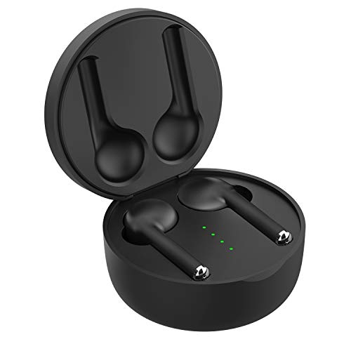 QueenDer Cuffie Bluetooth Senza Fili Auricolari Wireless con Microfono Sport Earbuds Stereo HD Realtek per Cellulari iPhone Samsung y Dispositivi Bluetooth (Nero)
