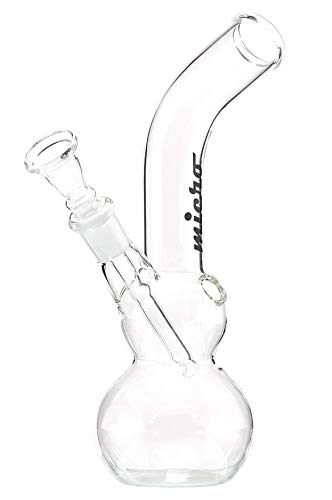 Micro Vidrio Bong. Pipa de Tabaco con bolita, 22cm de Alto, 14.5mm de Corte y chillum