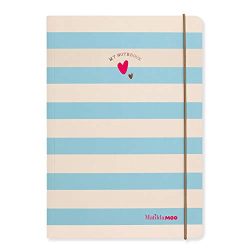 Matilda MOO - Quaderno formato A5, a righe, colore: Blu e Oro Rosa
