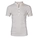 Produktbild Karinao Poloshirt Herren Einfarbig Stehkragen Kurzarm Leinen Cooles T-Shirt Sommer Strand Party Club Casual Shirts (L,Khaki)