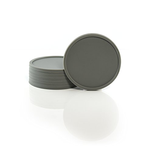 Coastee Silikon-Untersetzer – 8 Stück, grau, Glasuntersetzer-Set für Bar, Wohnzimmer, Küche - 4