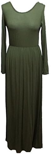 PLAIN JERSEY ABAYA Maxi Dress Elasticated Waist Full Sleeve Kaftan Jilbab Hijab Abaya Simple (Khaki)