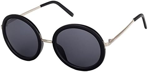 Hotservice 1 Vintage Oversized Round Womens Sunglasses Unisex Circle Glasses (Black&amp;Silver&amp;Grey)