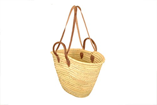 IBIZA Korbtasche aus geflochtenem Palmblatt mit Lederhenkel - 2