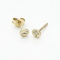 Echt Gold 333 Ohrstecker 4mm Punkt inklusive Lasergravur Sternzeichen Symbol Buchstabe GONOS4