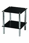 Premier Housewares 2-Tier End Table with Black Glass Shelves and Chrome Frame