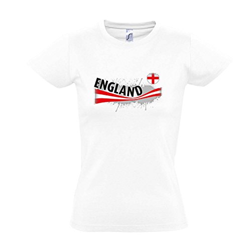 Fanshirt-Damen ENGLAND Ländershirt EM / WM Trikot S-XXL , White , M