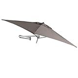 Easysol Parasol Mural 200x200cm - Parasol Déporté Inclinable avec Support Mural - Parasol Carré Alu (Taupe)