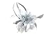 Ladies Silver Grey Wedding Fabric Flower and Feather Fascinator on Clear Comb