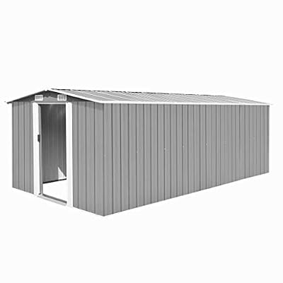 vidaXL Abri de Jardin 257x497x178 cm Métal Gris Terrasse Patio Cabane à Outils