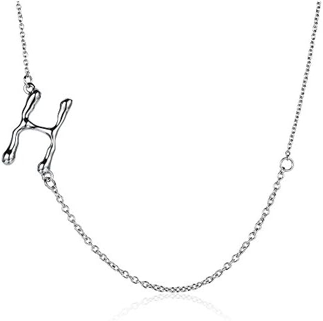 2017 Tiny Sideways Silver Initial Necklace for Women Letters Charm Necklaces Stainless Steel Jewelry Xmas Gifts