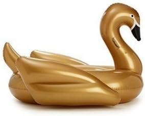 MobileFDL Inflatable Gold Swan Pool Float Raft, Giant Inflatable Swan Water Float Raft Summer Swim Pool Lounger Beach (190X170X140CM)