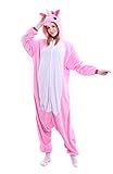 Schlafanzug Jumpsuit Erwachsene - Feelme Tier Pyjama Cartoon Fasching Animal Sleepsuit Einhorn Onesies Karneval Cosplay Kostüm Unisex Kigurumi