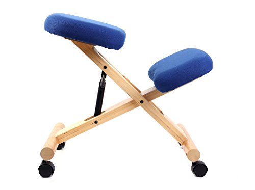 Elite Heavy Duty Wooden Kneeling Stool (Blue Fabric)